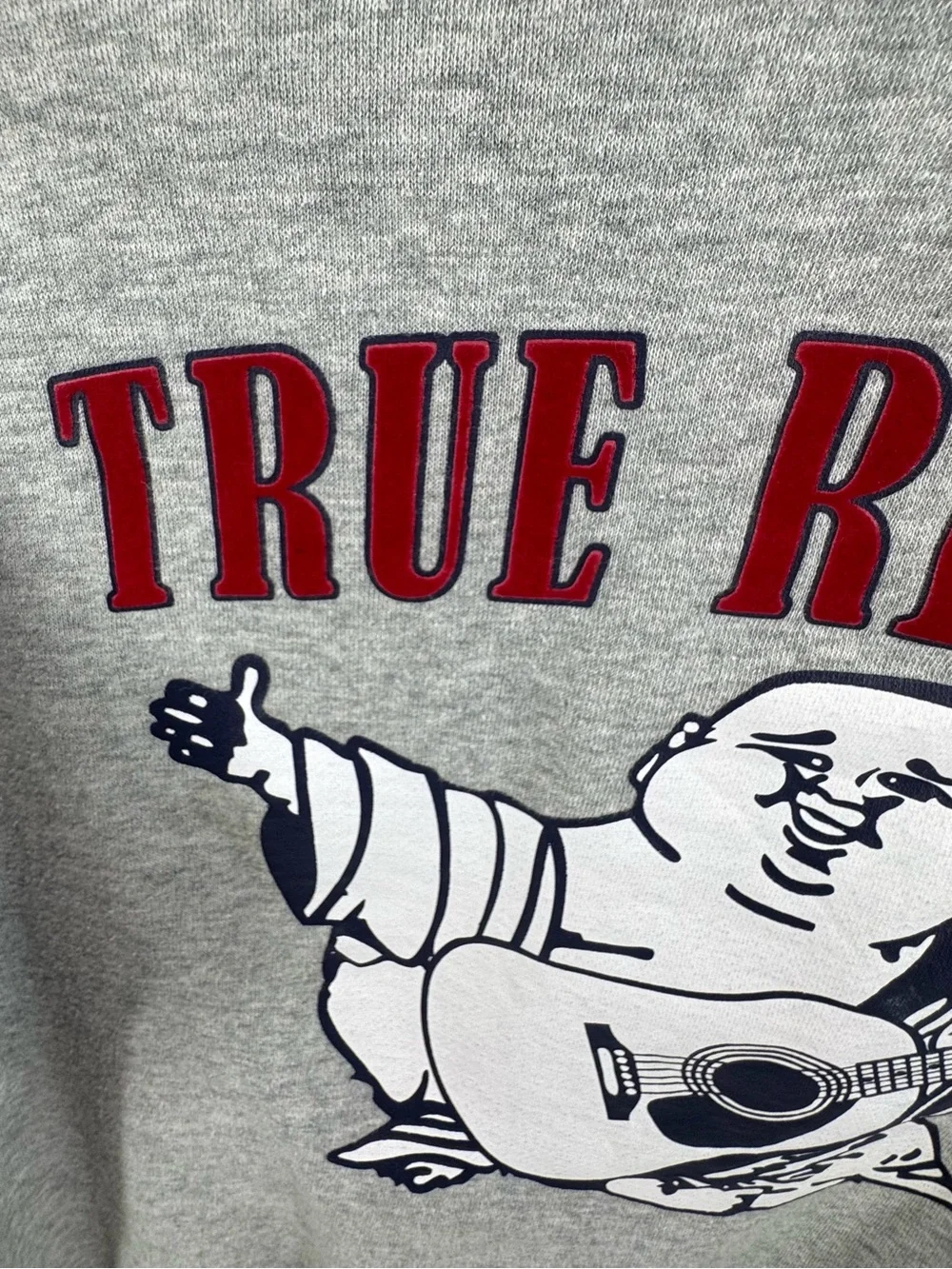 True Religion Light Gray Pullover Hoodie with Black Label